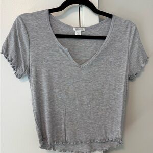 Bozzolo Light Gray Ribbed Crop Top